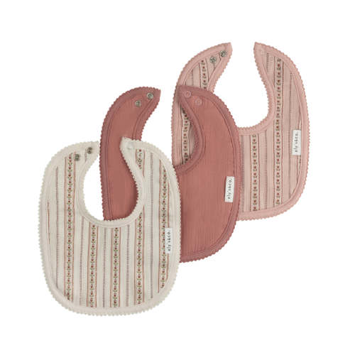 Baby Girl Muslin Bib 3-Pack | Jersey Cotton | Linear Tulip | Ely's & Co – Ely's & Co.