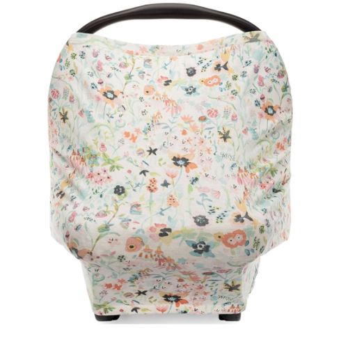 Parker Baby 4 in 1 Car Seat Cover for Girls - Stretchy Carseat Canopy, Nursing Cover, Grocery Cart Cover, High Chair Cover - Bloom
