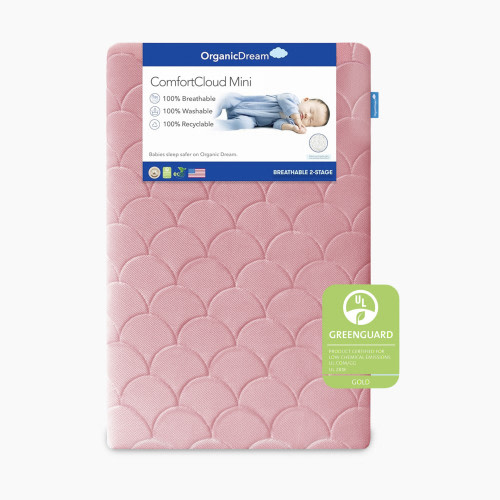 Organic Dream Mini Crib Size ComfortCloud 2-Stage Mattress - Pink, Mini Crib Mattress