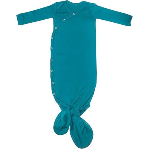 Copper Pearl Baby Gown - Knotted Newborn Sleepers for Baby Boy and Girl, Soft Stretchy Long Sleeve Infant Gowns with Bottom Tie and Hand Mittens, Perfect Hospital Coming Home Outfit (Steel)