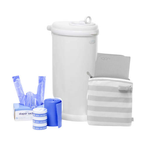 Ubbi Diaper Pail Value Gift Set, Matte White