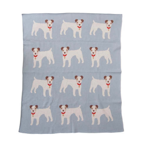 Helmsie x Creative Co-Op Knit Cotton Puppy Blanket Baby Shower Nursery Dog