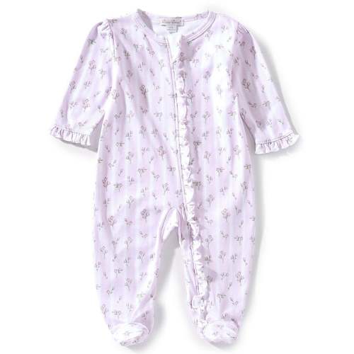 Kissy Kissy Baby Girls Long Sleeve Striped/Bouquet-Printed Rib-Knit Footed Coverall