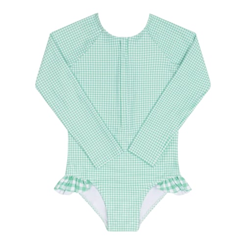 girls gustavia gingham front zip rashguard one piece