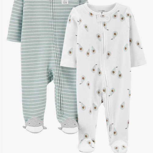 Simple Joys by Carter's unisex-baby 2-way Zip Thermal Footed Sleep and Play, Pack of 2