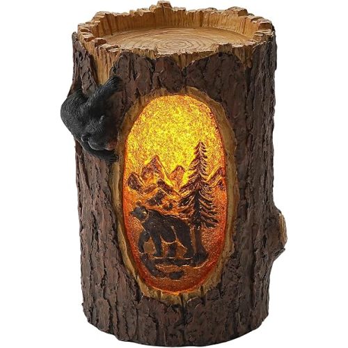 Cute Bear Camping Light Resin Decorative LED Lantern 3 AA Battery Powered 5.4in Diameter8.3in Height Indoor Outdoor Ambient Lighting for Camping Patio Bedroom Home Decor