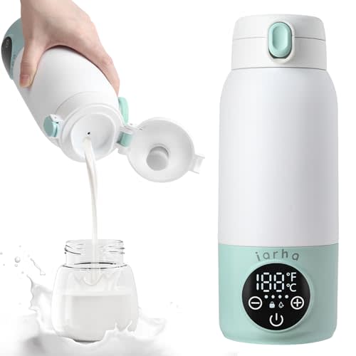 Portable Baby Bottle Warmer, 17oz Large Capacity Bottle Warmer, Fast Breastmilk Water Warmer On The Go with LCD Display, 98-158°F Temperature Adjustment, for Vehicle, Car, Airplane Journey