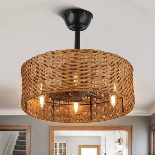 18" Bohemia Rattan Ceiling Fan with Light