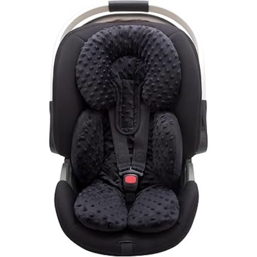 Pro Goleem Infant Car Seat Insert, Baby Head Neck Body Support, Soft Minky Newborn Car Seat Insert, 2-in-1 Reversible, Boys and Girls, Black
