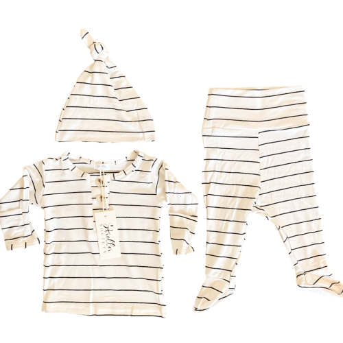 Stroller Society Top + Bottom Set - Black Stripes