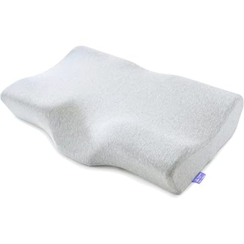 C CUSHION LAB Extra Dense Ergonomic Cervical Pillow for Firm Neck Support - Orthopedic Contour Pillow for Back/Side Sleeper Neck Relief, CertiPUR–US Memory Foam Pillow with Organic Cotton Cover