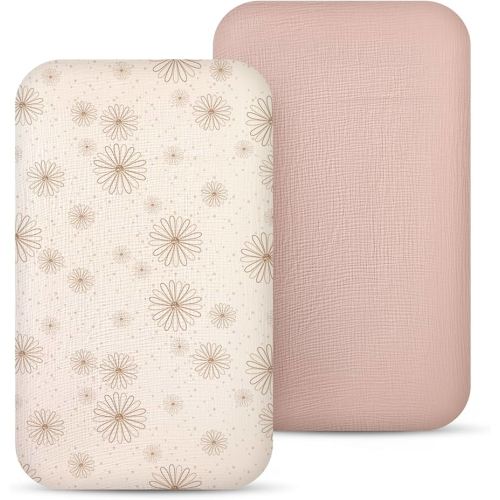 lulumoon Muslin Bassinet Sheets Baby: Cotton Bedside Sleeper Bassinet Sheets Fitted for Boys and Girls