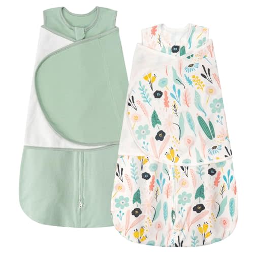 ZIGJOY Sleep Sack Swaddle 1.0 Tog Baby Wearable Blanket 100% Cotton Baby Swaddle Blanket for Newborns 6-12 Months Green&Tropical Rainforest
