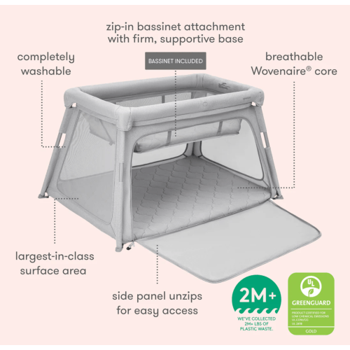 Deluxe Travel Crib & Play Yard w/ bassinet attachment