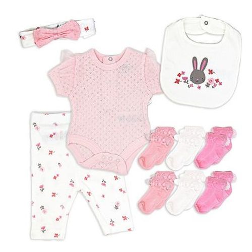 Baby Girls 10 Piece Layette Set, Bunny