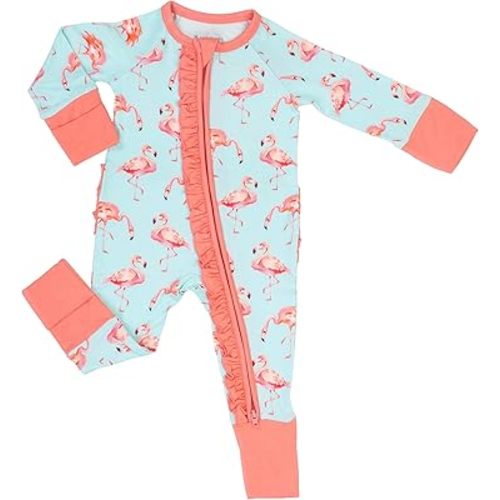 LollyBanks Bamboo Baby Pajamas, Long Sleeve Baby Romper with 2-Way Zipper