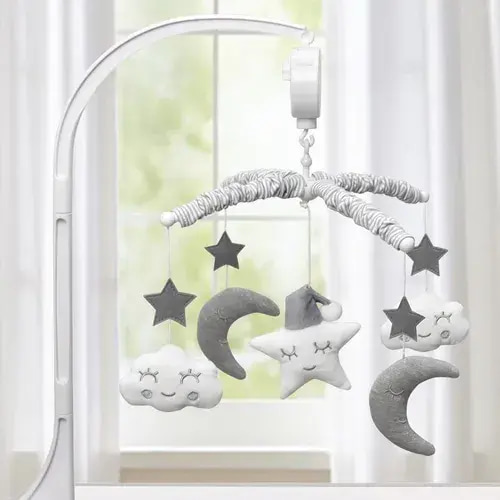 4Baby Musical Mobile Set Moon & Stars Grey | Baby Bunting AU