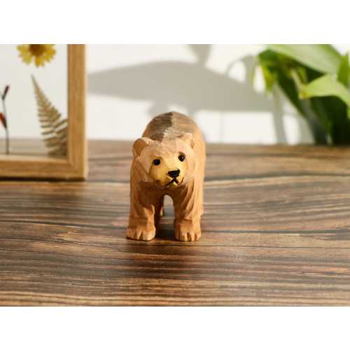 Hand Wood Carved Brown Bear Sculpture, Christmas Gifts, Bear Statue Wood Carved Animal Decoration Statue, Bear Carved Gifts