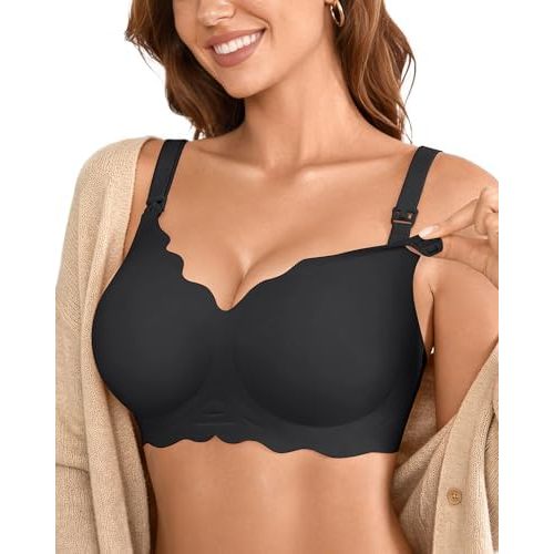 DEANGELMON Maternity Nursing Bra for Women Breastfeeding - Jelly Pregnancy Pumping Breast Feeding Seamless Bras with Support