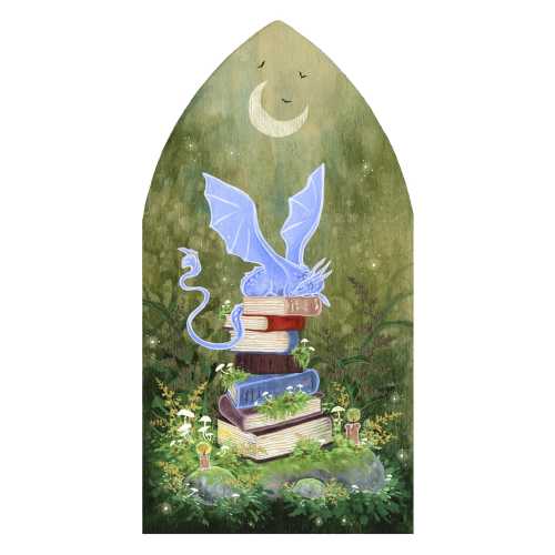 Dragon Art Print - In the Realm of Storybooks - fantasy art. whimsical art. bookworm print.