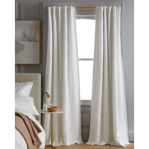 European Linen Room Darkening Curtain in White