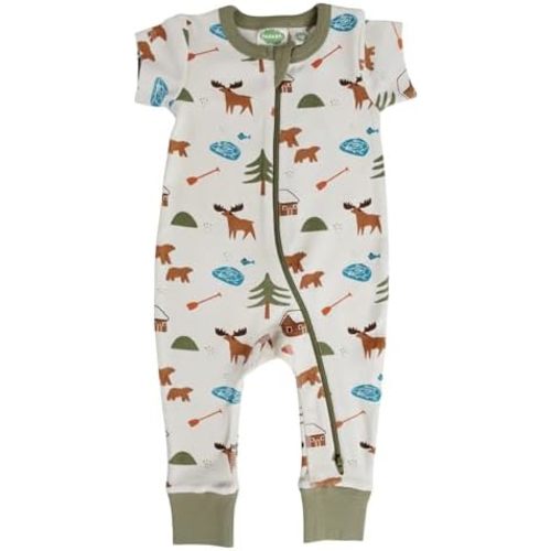 PARADE Organic Signature Print '2-Way' Zip Romper - Short Sleeve