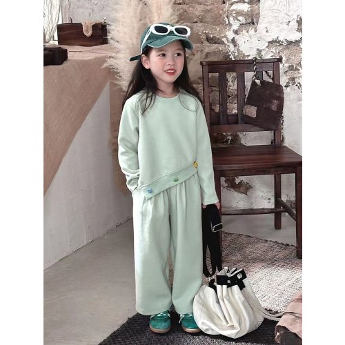 3-4t Girls Sweatshirt And Trousers Two-Piece Set Autumn Clothing 2025 New Casual Clothing Girls Sports Sweatshirt Suit, for Outdoor