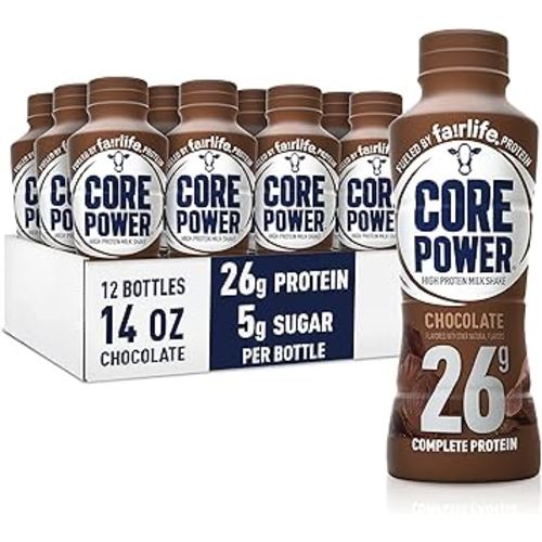 Core Power Fairlife 26g Protein Milk Shakes, Liquid Ready To Drink for Workout Recovery, Chocolate, 14 Fl Oz Bottle (Pack of 12)
