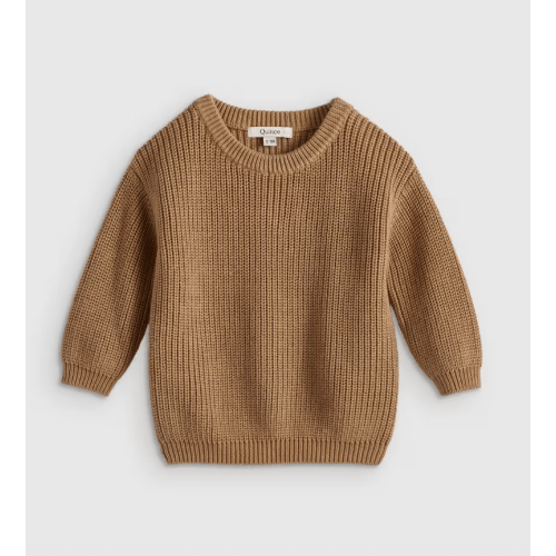 100% Organic Cotton Fisherman Tunic Sweater  in Camel