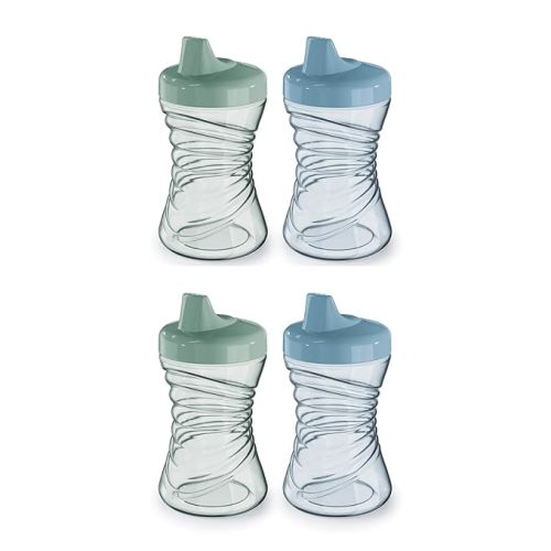NUK First Choice Fun Grips Hard Spout Straw Cup 2.0, 10 oz. Sippy Cup with Handles, 4-pack