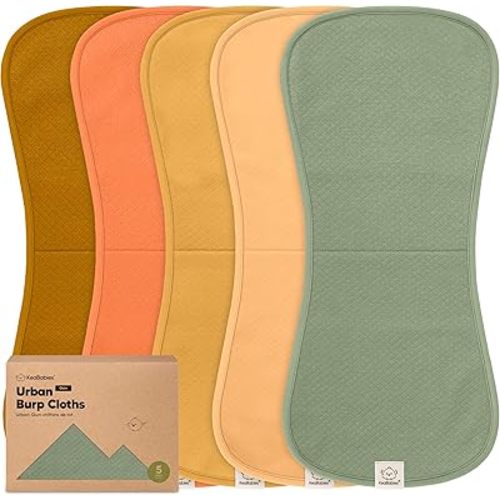 KeaBabies 5-Pack Organic Burp Cloths Baby Girl, Boy - Extra Large, Absorbent Baby Burp Cloths, Soft Burping Cloths for Babies, Newborn Burp Clothes, Cotton Burp Rags, Neutral Thick Burp Cloth (Phase)