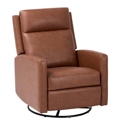 Leather Swivel Recliner with 360°Swivel and Rocking for Living Room, Bedroom and Office,Cocoa