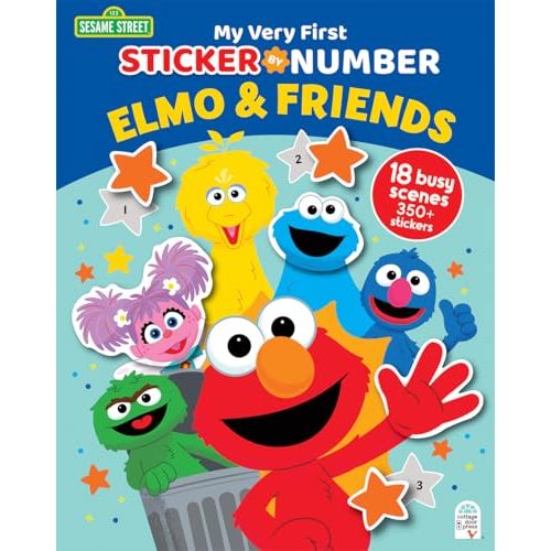 Sesame Street Elmo & Friends - My Very First Sticker by Number Activity Book for Kids, Includes Pull-Out Pages and 300 Stickers, Toddlers and Kids
