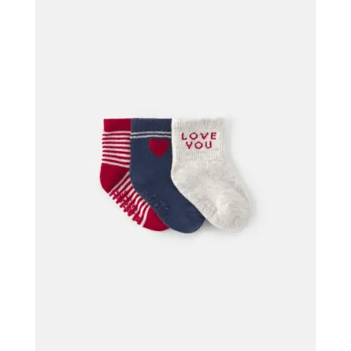 Baby 3-Pack Heart Valentine's Day Baby Booties - Red/Blue/White | Carter's