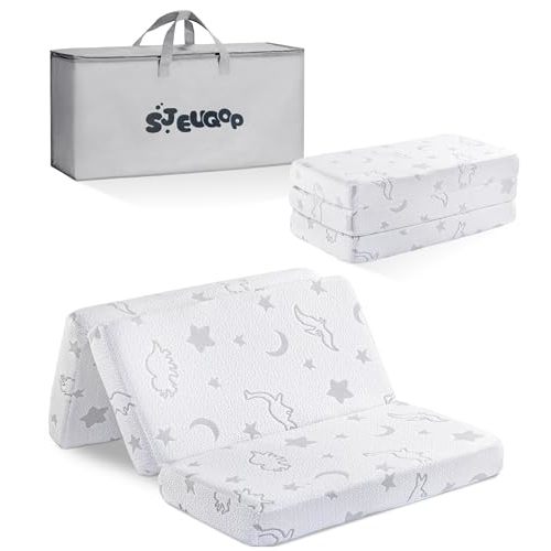 Trifold Pack and Play Mattress 38"x26", Pack N Play Mattresses with Dual Sided Soft & Firm Memory Foam Foldable Portable Crib Baby Mattress with Washable Cover and Carry Bag