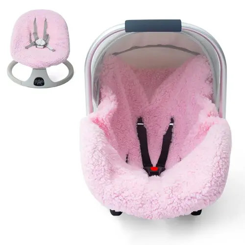 Winter Baby Car Seat Cover, Infant Car Seat Liner with Plush Fleece, Infant Insert for Baby Carseat, Warm Carseat Cover for Cold Weather, Baby Carrier Cover Liner Replacement for Newborn Shower Party