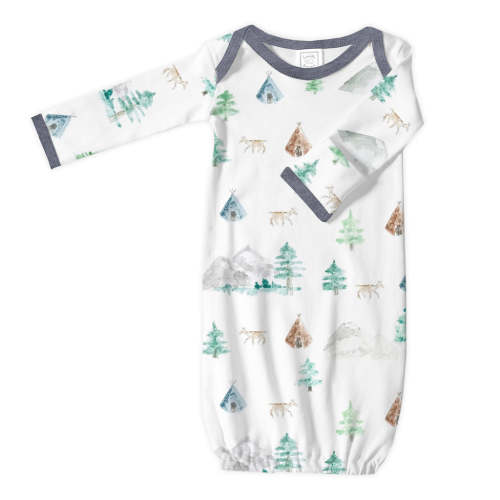 Cotton Knit Pajama Gown - Watercolor Mountains & Trees – SwaddleDesigns