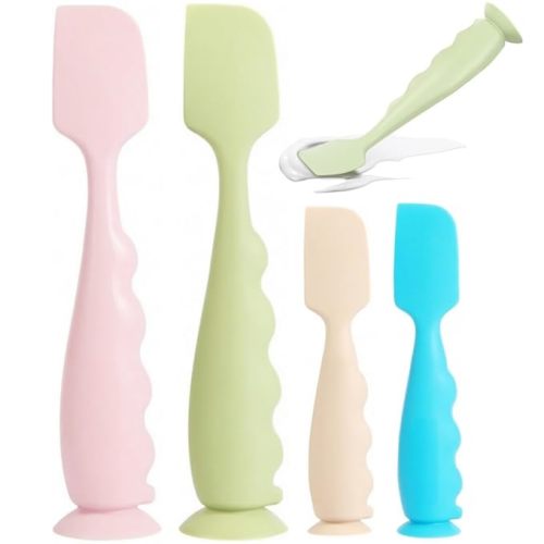 Diaper Cream Spatula 4 Pack,Soft Baby Butt Spatula baby diaper cream Applicator,Convenient Diaper Rash spatula,Silicone Butt Paste spatula Brush (2 Large 2 Small)
