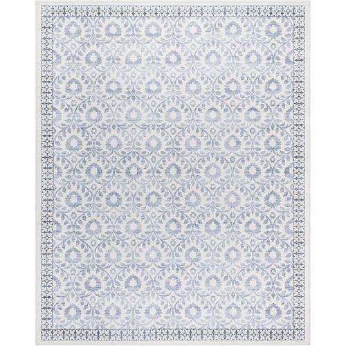 Gertmenian Indoor Boho Area Rug | Home Decor for Entryway, Bedroom, Living Room, Office, Kitchen | Non Slip, Soft, Printed Accent Rugs | Esme, Blue, 5x7 Standard, 24560