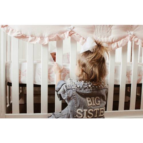 Little Girls Personalized Blue Pearl Denim Jacket | Big Sister Jean Jacket | Baby Denim Jacket | Toddler Denim Jacket| Custom Girls Clothes