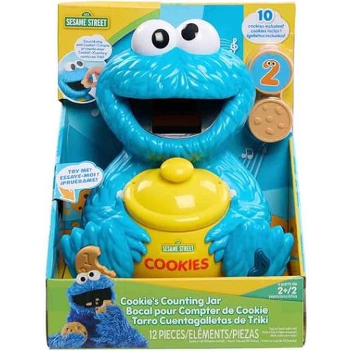 Sesame Street Cookie's Counting Jar, 12-Pieces, 20+ Phrases and Sounds, Learning and Education, Kids Toys for Ages 2 Up by Just Play