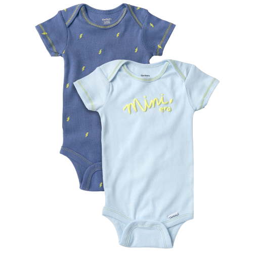 Gerber Baby Boy Short Sleeve Cotton Onesies, 2-Pack, Sizes Newborn - 12 Months