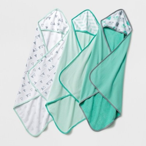 Baby Lightweight 3pk Hooded Towel Set - Cloud Island™ Mint