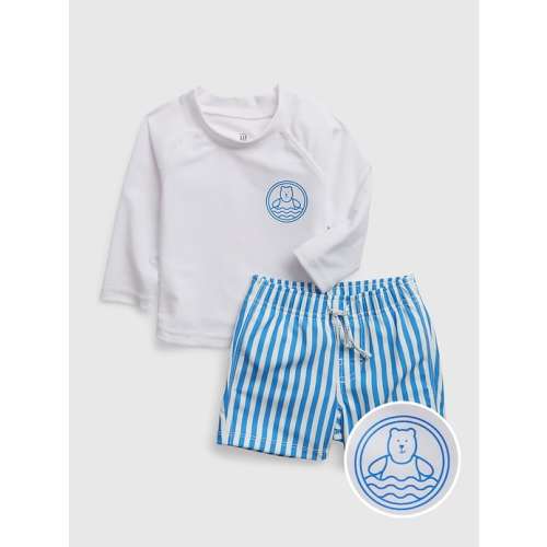 Baby Rash Guard Swim Two-Piece in multi stripe, size: 6-12 M