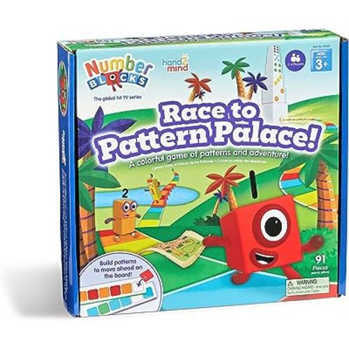 hand2mind Numberblocks Race to Pattern Palace! Board Game, Educational Board Games, Numbers for Toddlers, Math Toys for Kids 3-5, Preschool Learning Activities, Birthday Gifts for Kids