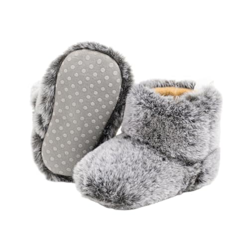 Infant Unisex Warm Fur Lining Soft Boots Baby Winter Ankle Non-Slip Rubber Texture Sole Toddler Winter Snow Crib Shoes