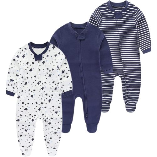 Chamie Baby Sleepsuit Romper Long Sleeve for Baby Boys and Girls,Double Zipper and Neck Protection, 0-3m/3-6m/6-9m/9-12m : Amazon.co.uk: Fashion