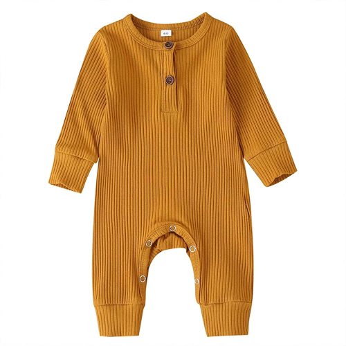 Newborn Baby Boy Girl Romper Clothes Infant Solid Ribbed Onesie Bodysuit Jumpsuit Outfits