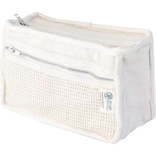 Simple Ecology Organic Cotton Canvas Padded Toiletry, Cosmetic, Travel Bag - Natural