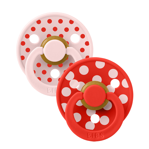 STUDIO Colour Pacifiers 2 Pack Polka - Blossom/Candy Apple